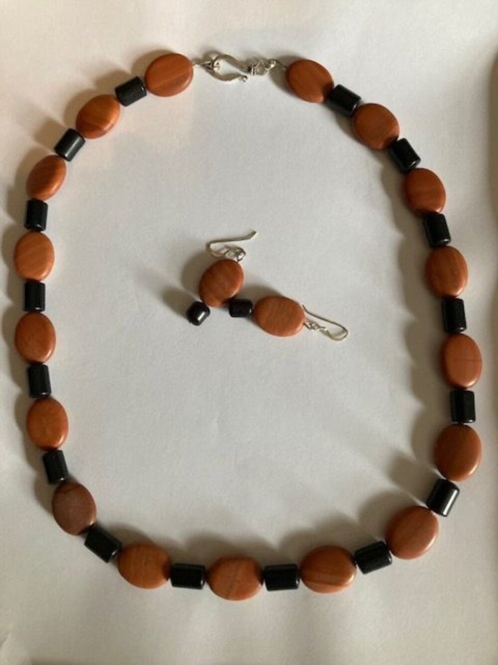Brown and Black Stone Beaded Necklace and Earring Set - Picture 1 of 1